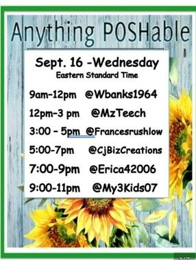 Anything POSHable Wednesday Show! Coast to Coast Hosts
